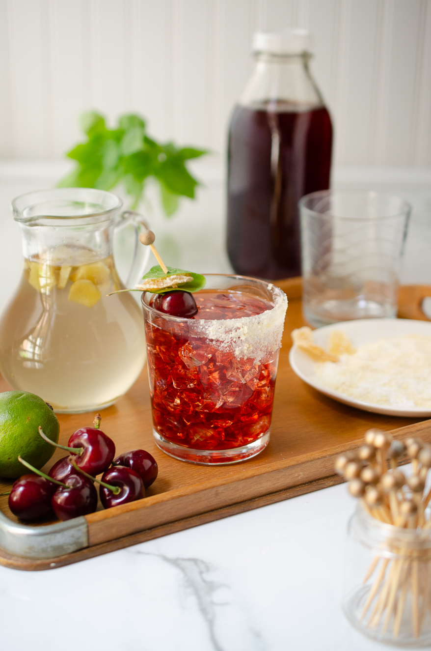 Cherry Ginger mocktail non alcoholic good and good for you healthy recipe by chef Virginia Willis on virginiawillis.com